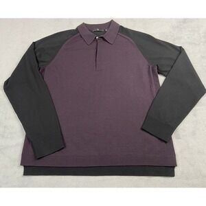 Uniqlo + Jill Sanders Sweater Mens Medium‎ Purple Black Henley Wool Silk Casual